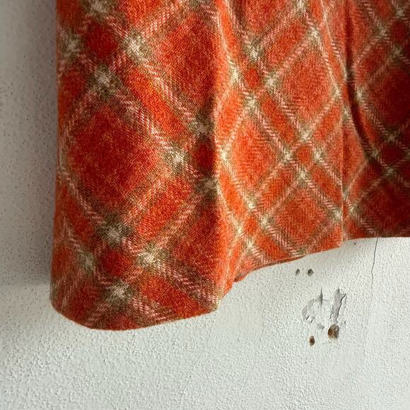 Vintage Skirt Plaid Wool A-Line Midi High Waist 1970s Mod Preppy Fall Workwear - Picture 2 of 6